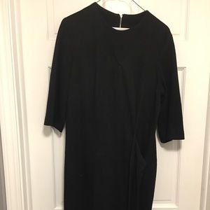 Vintage Miss Rubette black dress -fur accent sash